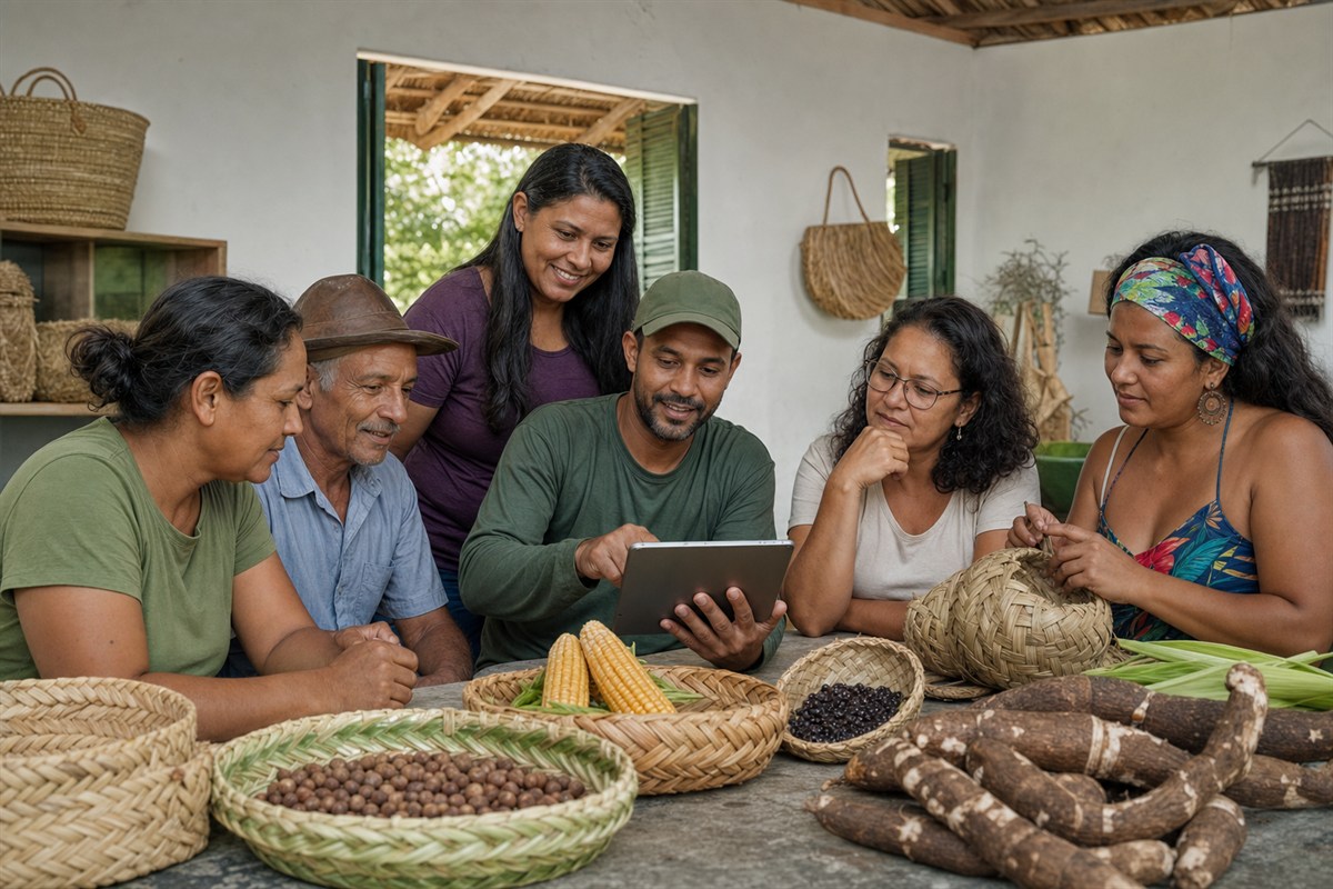 Produtores e artesãos reunidos em uma associação