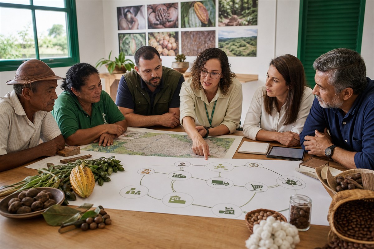 Representantes de diferentes setores planejando uma cadeia produtiva